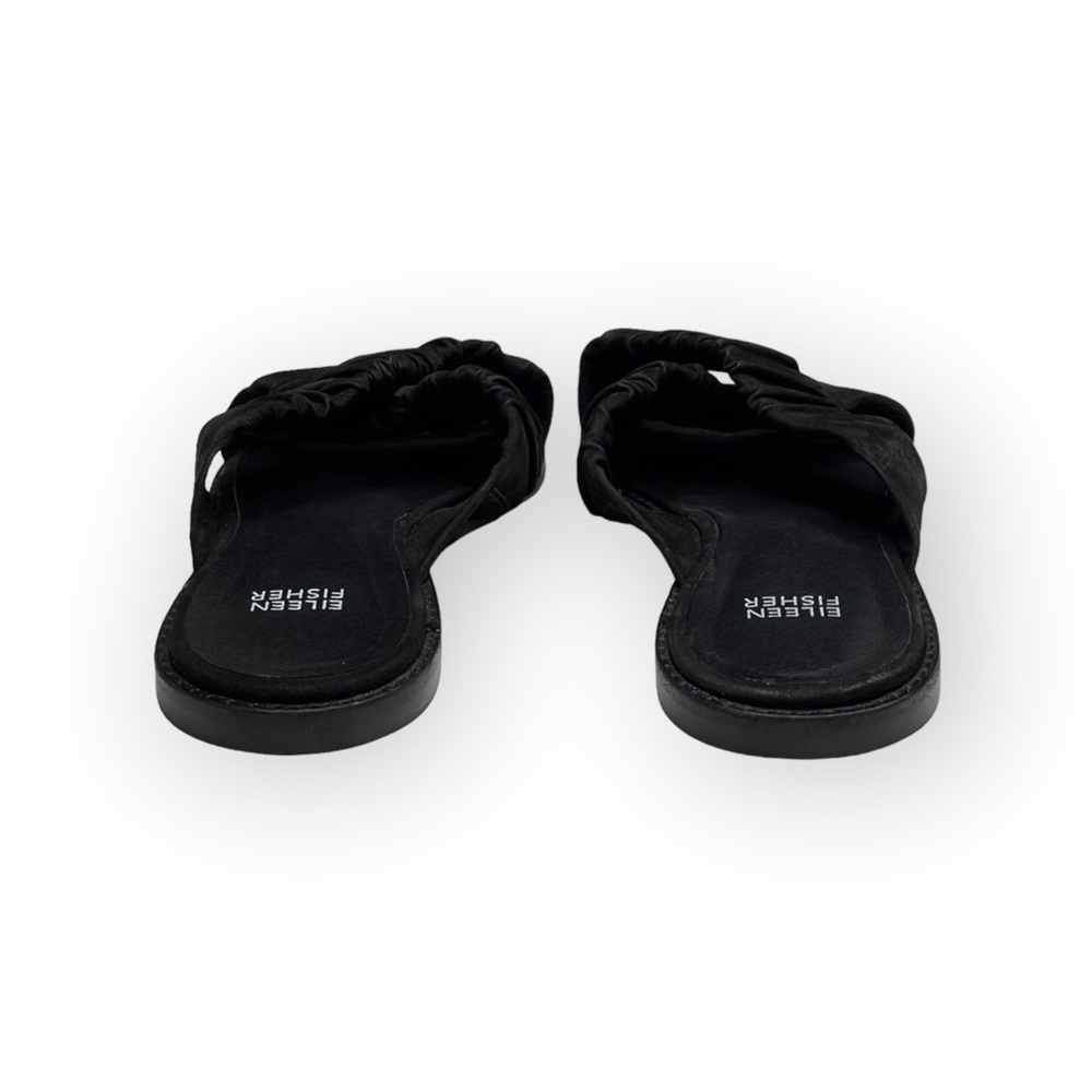 new Eileen Fisher  Cross Slide Easy to Wear Flat Leather Sandal  Black  9M - Picture 4 of 16